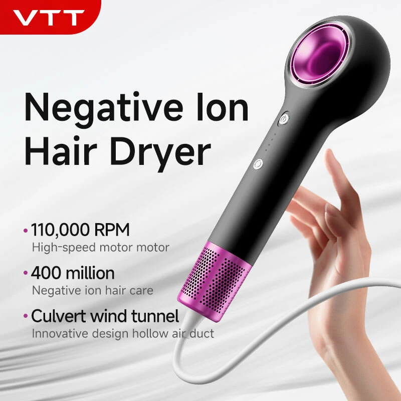 (image for) VTT D5 1200W Professional Hair Dryer Fast Drying 400 Million Negative Ion Salon Hairstyle 110000RPM High Speed Hair Dryer